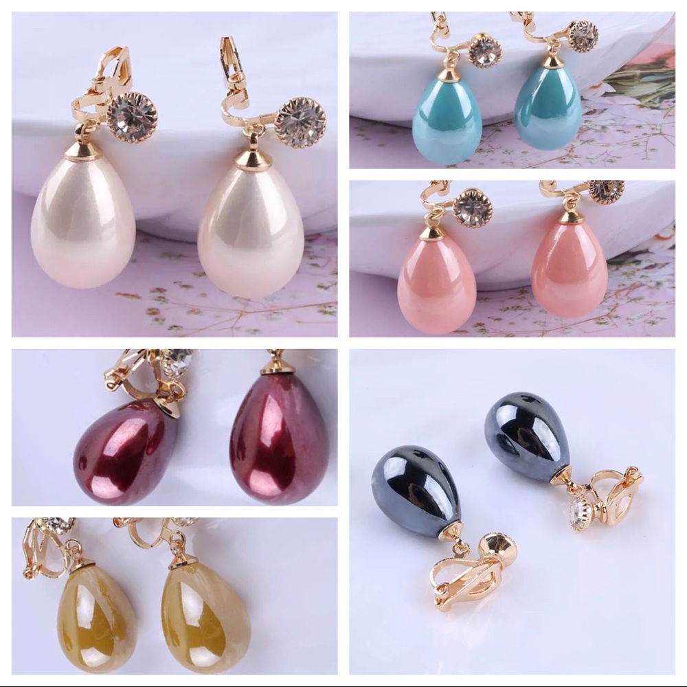 Pearl Clip Earrings Reflective Shimmer any 2 $25